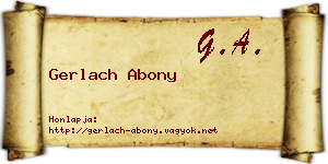 Gerlach Abony névjegykártya